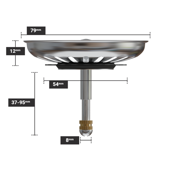 Gootsteenzeef 79mm met Verstelbare Schroefpin