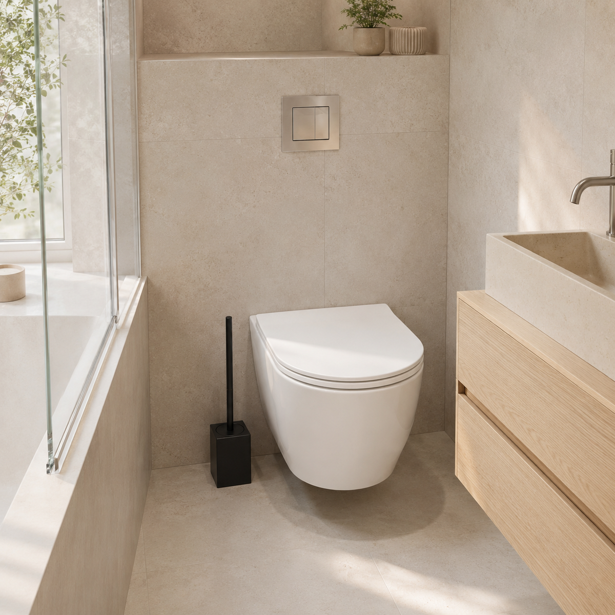 Minismus Toiletborstelhouder Kort Model Vierkant