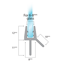 Doucheafdichting met Waterkering – 2x 1 Meter voor 6-8mm Glazen Deuren