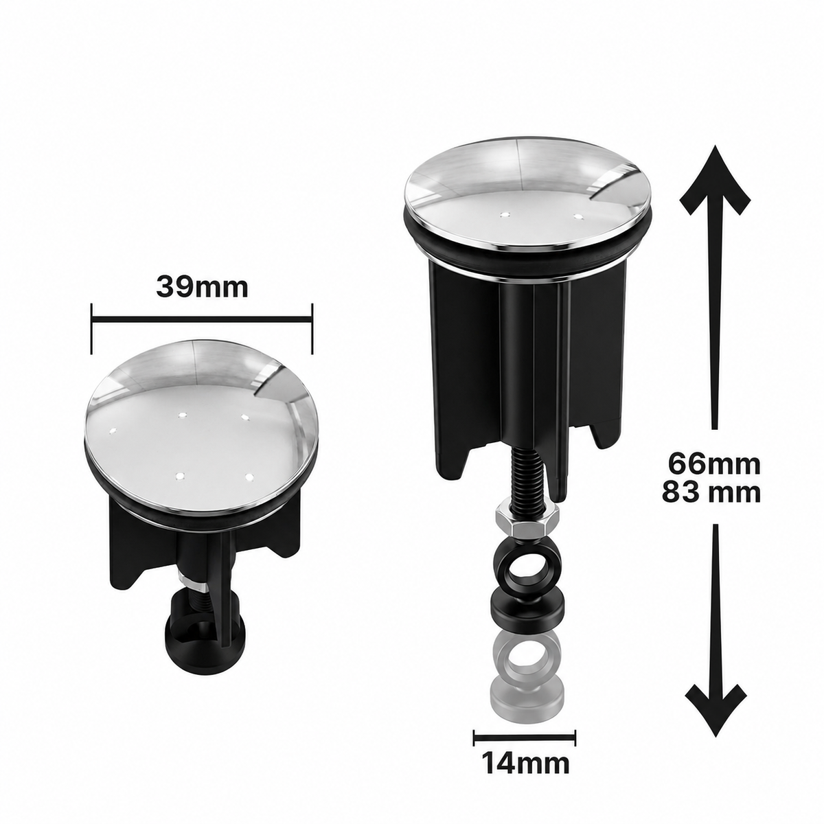Ablaufstopfen 40 mm für Waschbecken und Bidet, für Exzenter-Abläufe