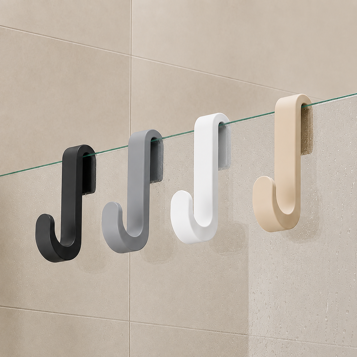 Shower Door Hook 2-Pack with Silicone Coating
