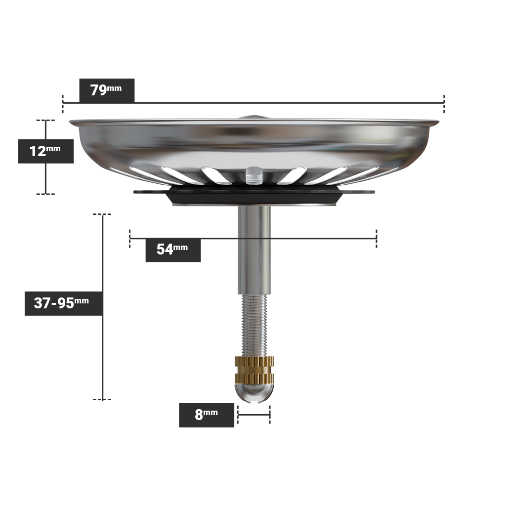 Siebkörbchen 79 mm mit verstellbarem Schraubstift