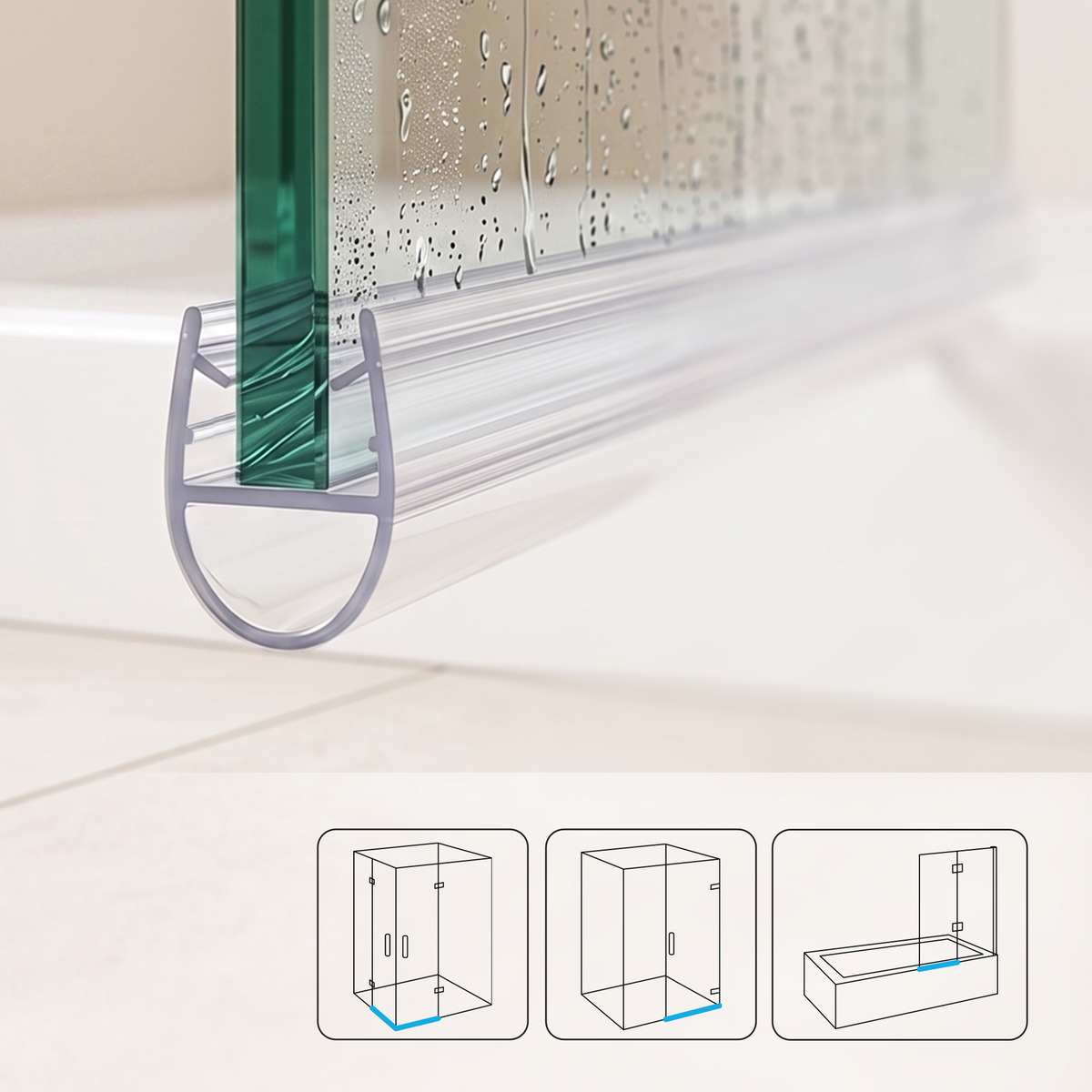 Shower Door Seal  D-Profile(2x 1 Meter)