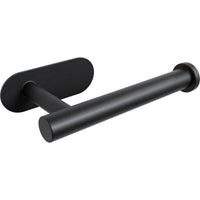 5-Piece Black Toilet Set - Self-Adhesive Reserve Roll Holder &amp; Elevated Free-Standing Toilet Roll Holder for 5 Rolls - Toilet Brush Holder, Trash Bin &amp; Wall Hooks