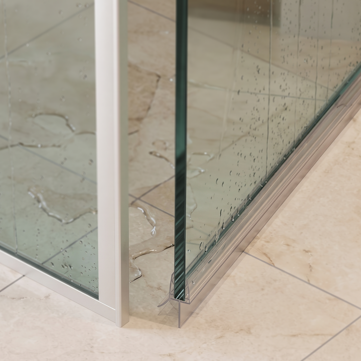 Duschdichtung mit Wasserabweiser, 2 × 1 m, für 8–10 mm Glas