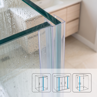 Vertikale Duschdichtung F-Profil, 2 × 200 cm, für 6–8 mm Glas