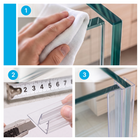 Vertikale Duschdichtung F-Profil, 2 × 200 cm, für 6–8 mm Glas