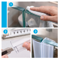 Vertikale Duschdichtung U-Profil, 2 × 200 cm, für 6–8 mm Glas