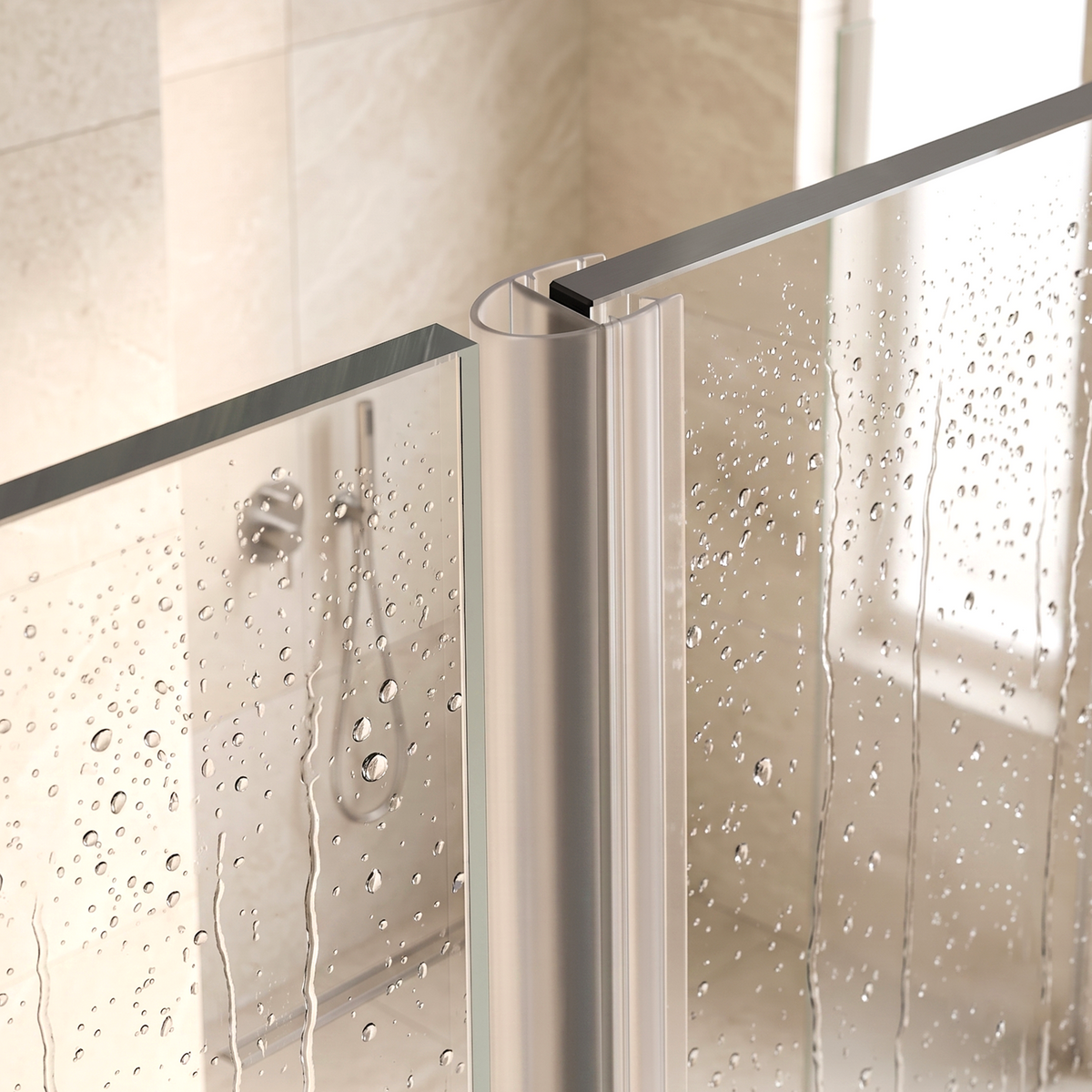 Vertikale Duschdichtung D-Profil, 2 × 200 cm, für 6–8 mm Glas