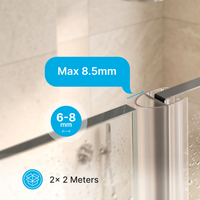 Vertikale Duschdichtung D-Profil, 2 × 200 cm, für 6–8 mm Glas