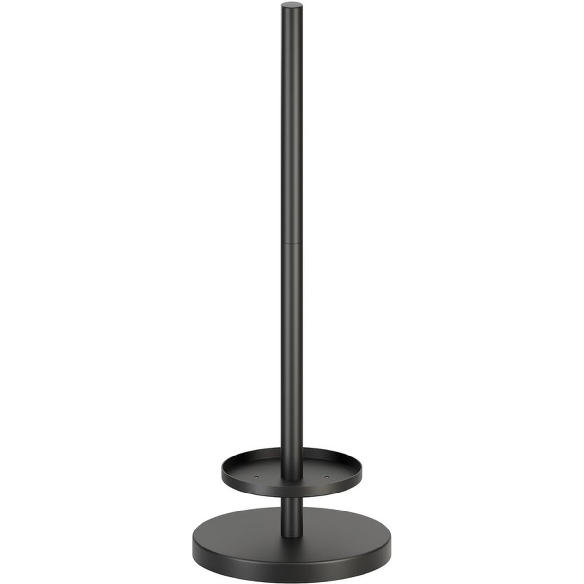 5-Piece Black Toilet Set - Toilet Roll Holder with Adjustable Arm &amp; Elevated Free-Standing Toilet Roll Holder for 5 Rolls - Toilet Brush Holder, Trash Bin &amp; Wall Hooks