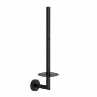 5-teiliges schwarzes WC-Set - Selbstklebender Ersatzrollenhalter & wandmontierter Ersatzrollenhalter für 3 Rollen - WC-Bürstenhalter, Mülleimer & Wandhaken