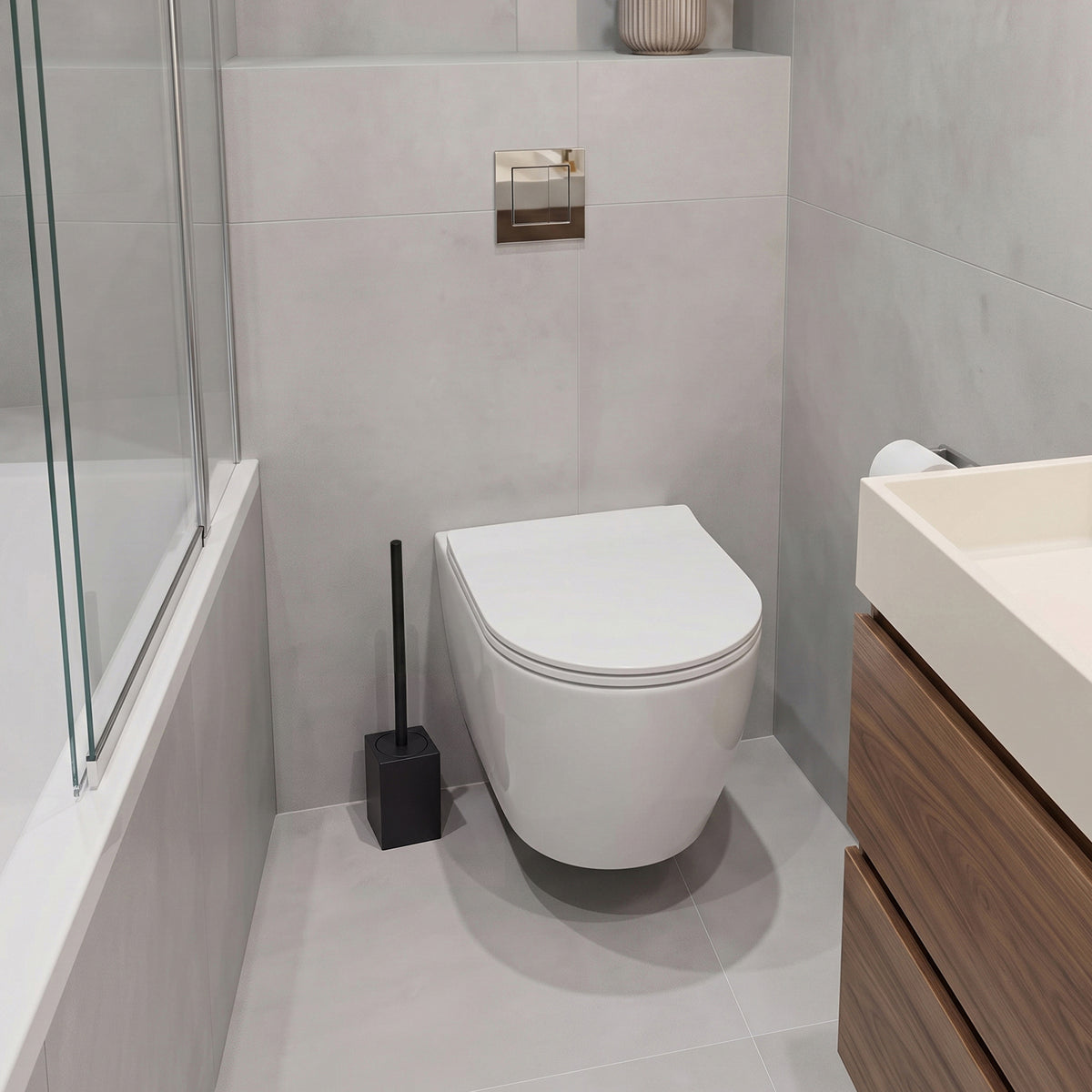 Minismus Toiletborstelhouder Kort Model Vierkant