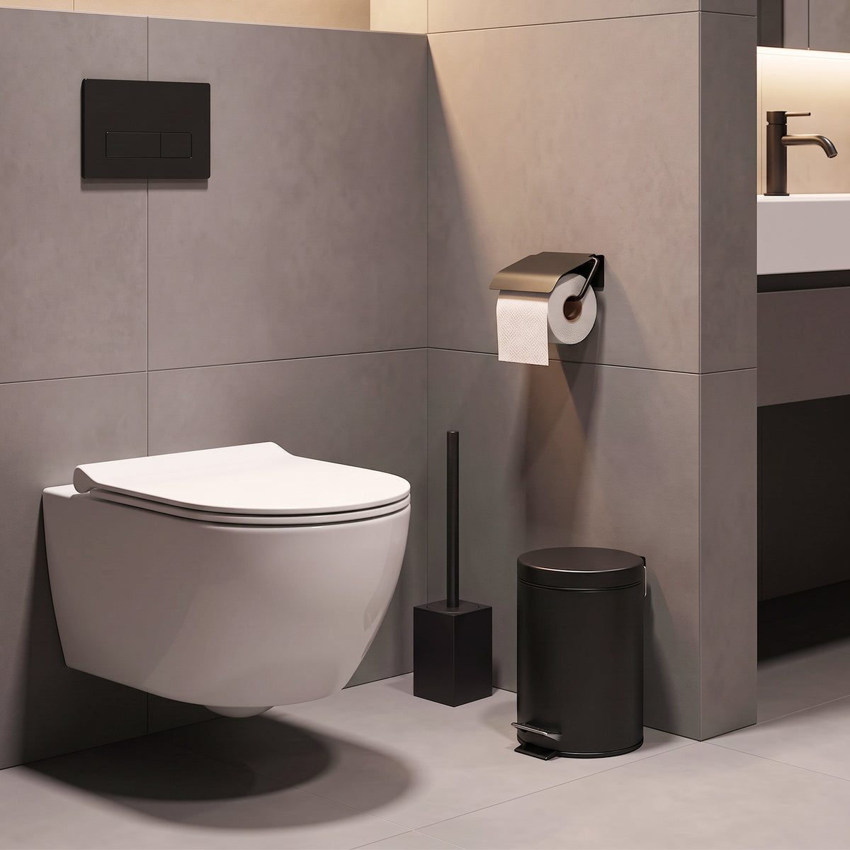 Minismus Toiletborstelhouder Kort Model Vierkant