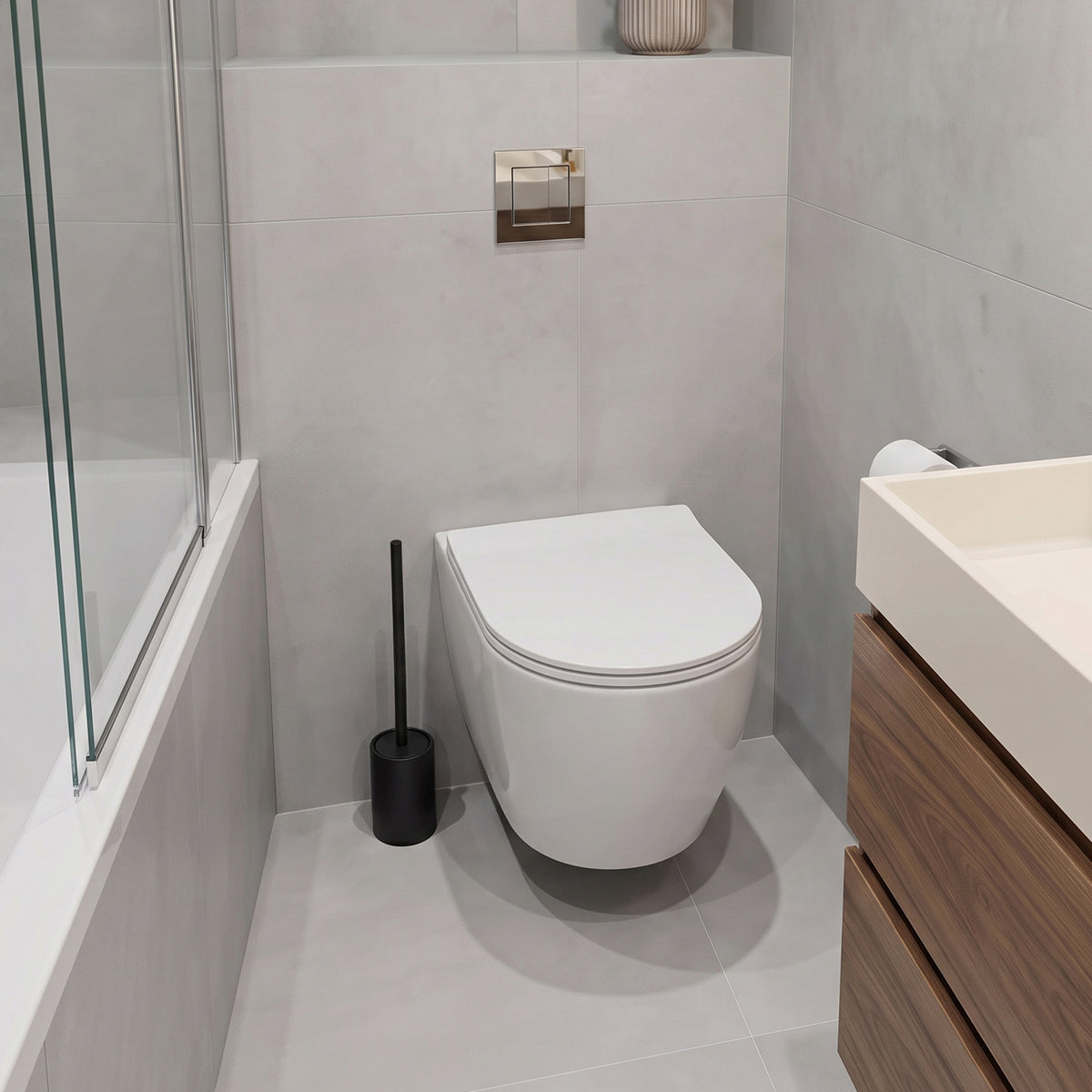 Minismus Toiletborstelhouder Kort Model Rond