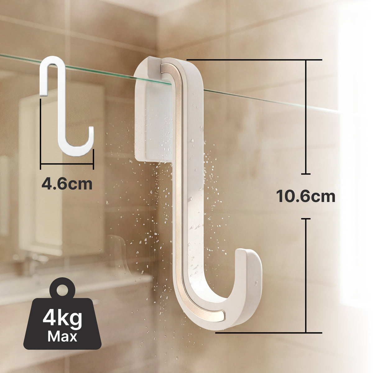 Shower Door Hook 2-Pack with Silicone Coating
