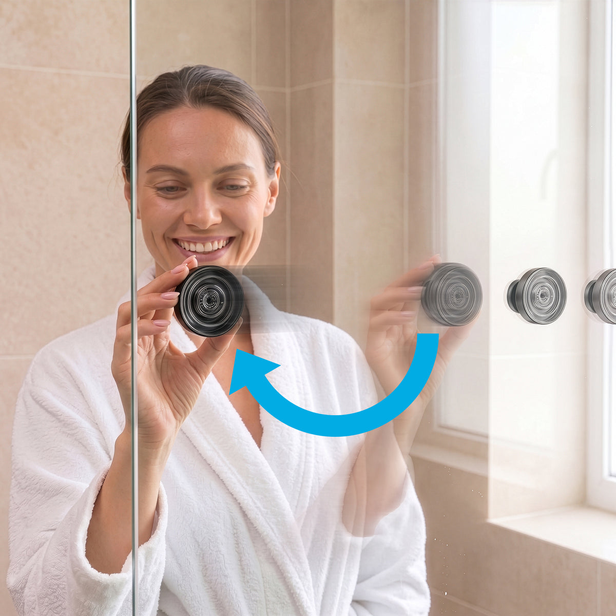 Round Rotating Suction Cup Hook Black Set of 4