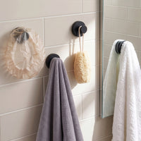 Round Rotating Suction Cup Hook Black Set of 4