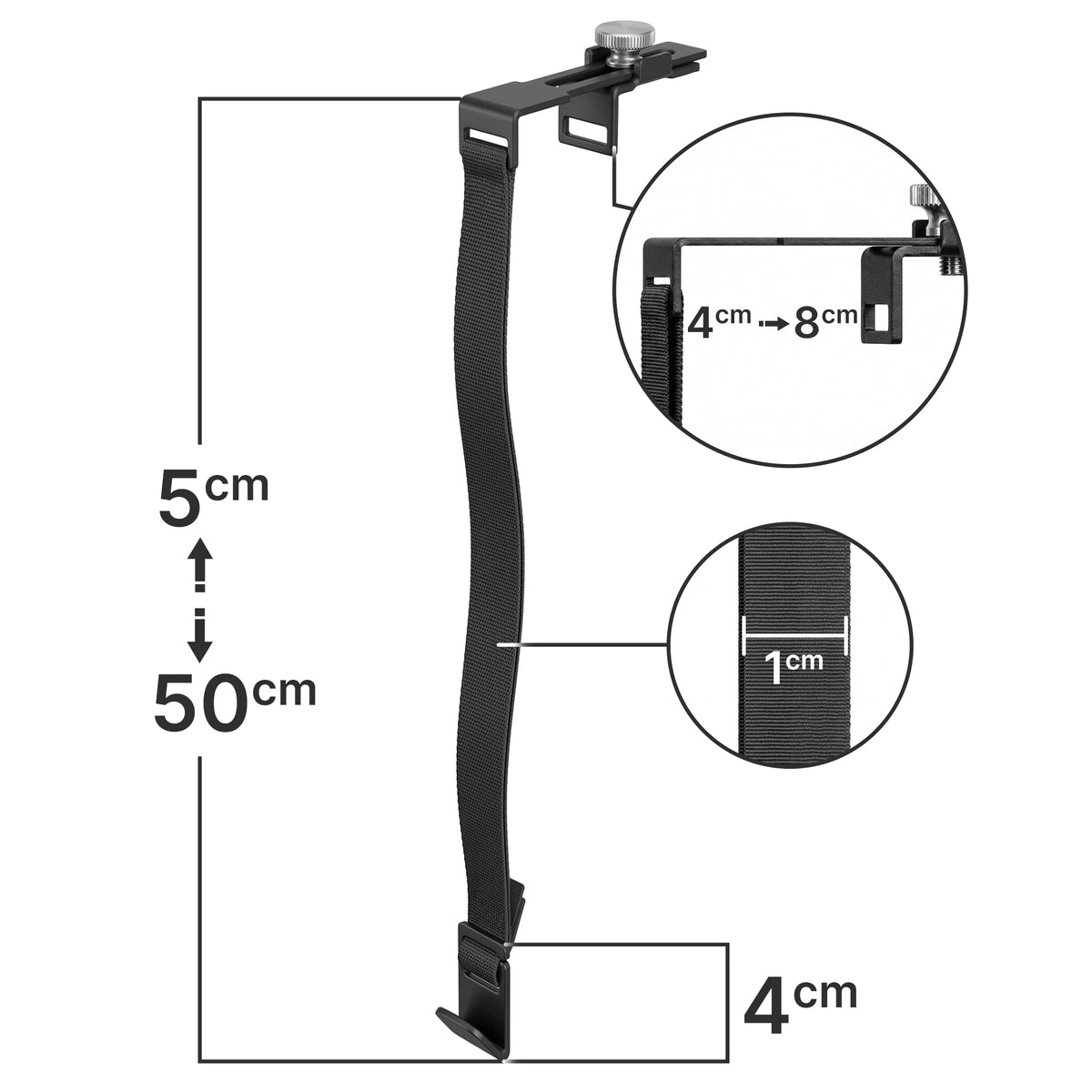 Minismus adjustable over-door wreath hook in black – dimensions