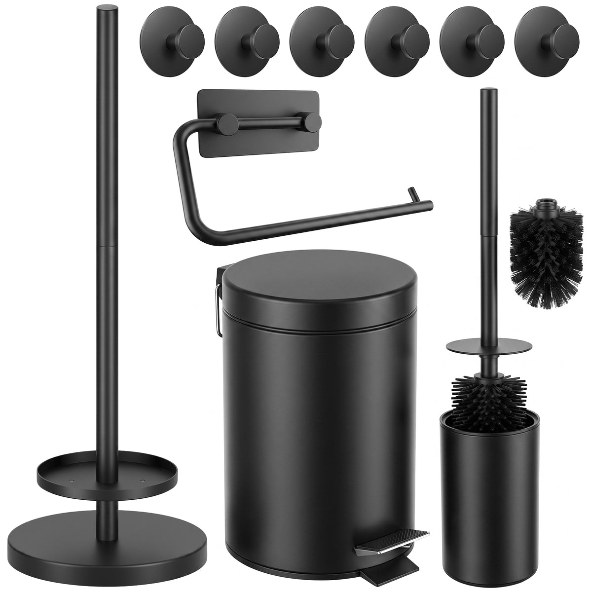 5-Piece Black Toilet Set