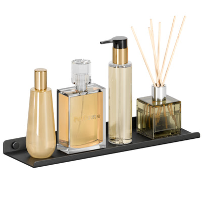 Wandplank 30×9 cm Zwart Roestvrij Staal – Zwevende Plank met Antivalrand, Roestvrij en Ruimtebesparend