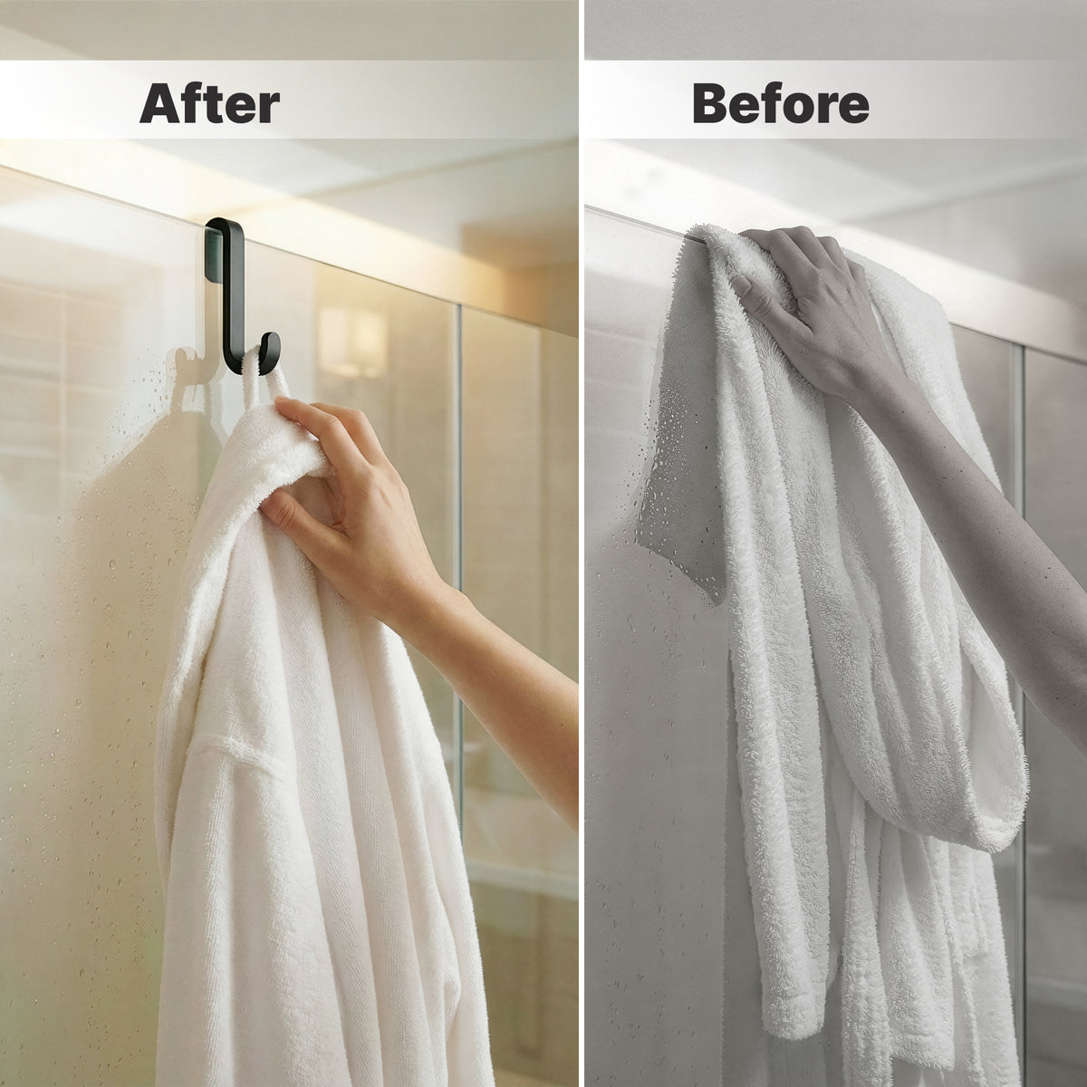Shower Door Hook 2-Pack with Silicone Coating