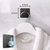 Wandhaak met vierkant basis zwart, zelfklevend, set van 6 stuks