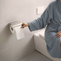 Toiletrolhouder met klep, zelfklevend of met schroeven, roestbestendig