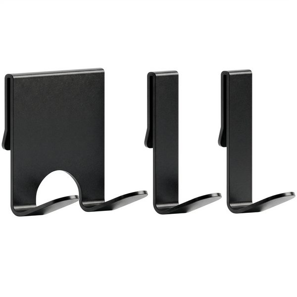 Shower Caddy Extra Hooks Set - Razor Holder and 2 J-Hooks, Black