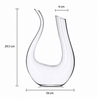 Wijndecanteerkaraf U vorm 1,5 liter, handgeblazen glas