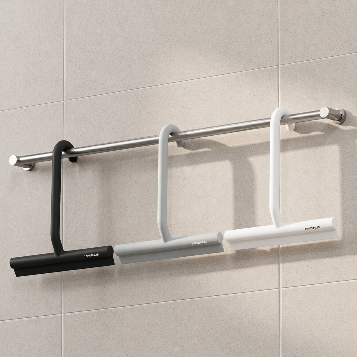 Bathroom Squeegee with Built-In Hook and Durable Silicone Blade, 21cm