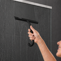 Bathroom Squeegee with Built-In Hook and Durable Silicone Blade, 21cm