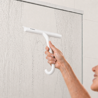 Bathroom Squeegee with Built-In Hook and Durable Silicone Blade, 21cm
