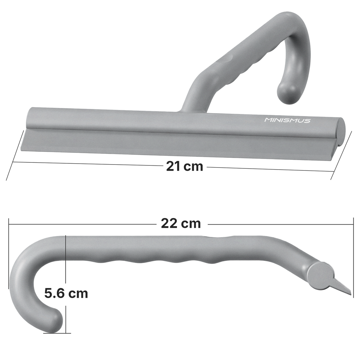 Bathroom Squeegee with Built-In Hook and Durable Silicone Blade, 21cm