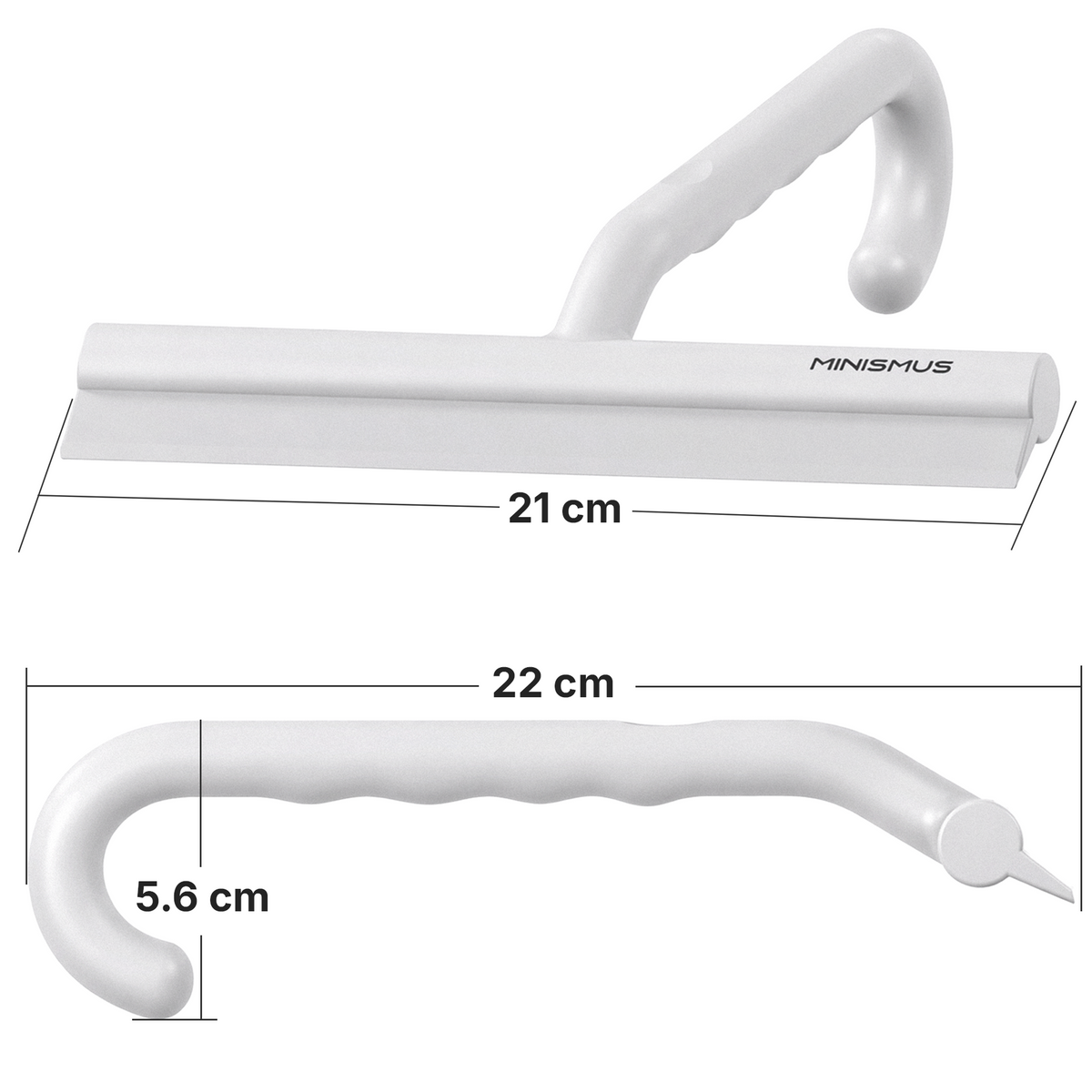 Bathroom Squeegee with Built-In Hook and Durable Silicone Blade, 21cm