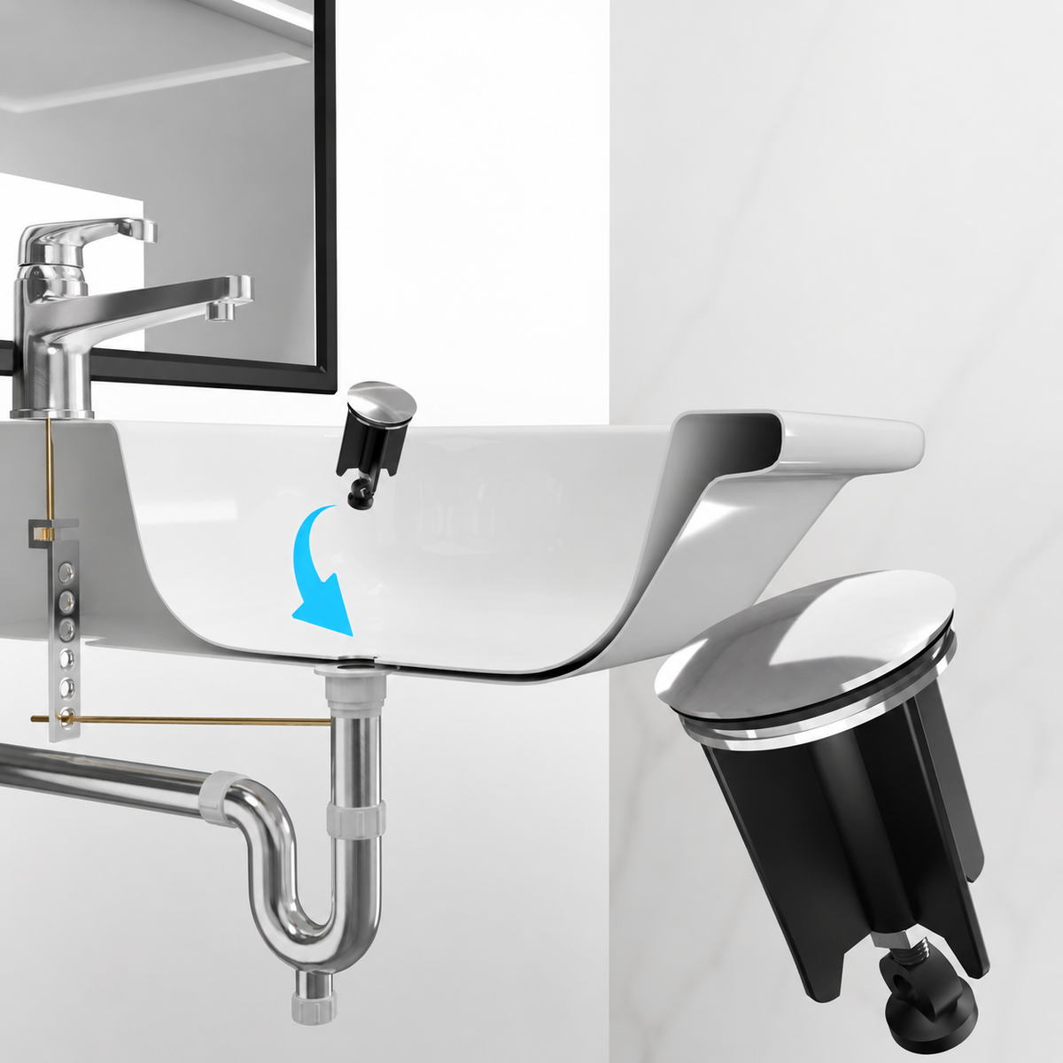 Ablaufstopfen 40 mm für Waschbecken und Bidet, für Exzenter-Abläufe