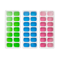 Siliconen Ijsblokjesvorm met Deksel (Groen/Roze/Blauw)