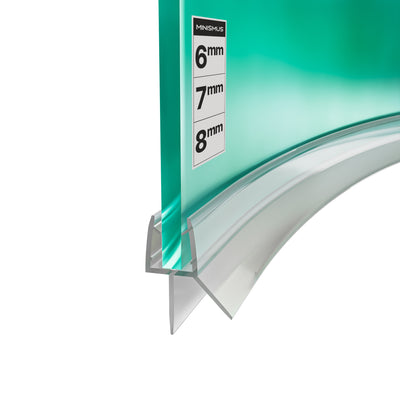 Gebogene Duschdichtung mit Wasserabweiser – 2×1 m für 6–8 mm Glas