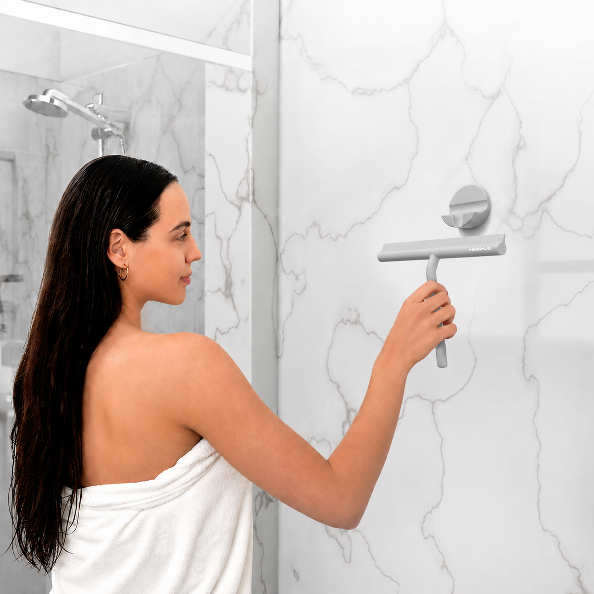 Duschabzieher 28 cm mit magnetischer Wandhalterung und Silikonlippe