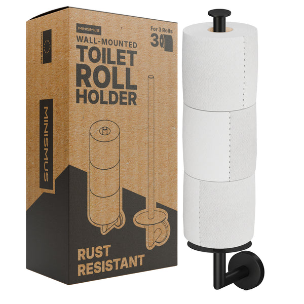 Wall Mounted Toilet Roll Holder for 3 Extra Rolls