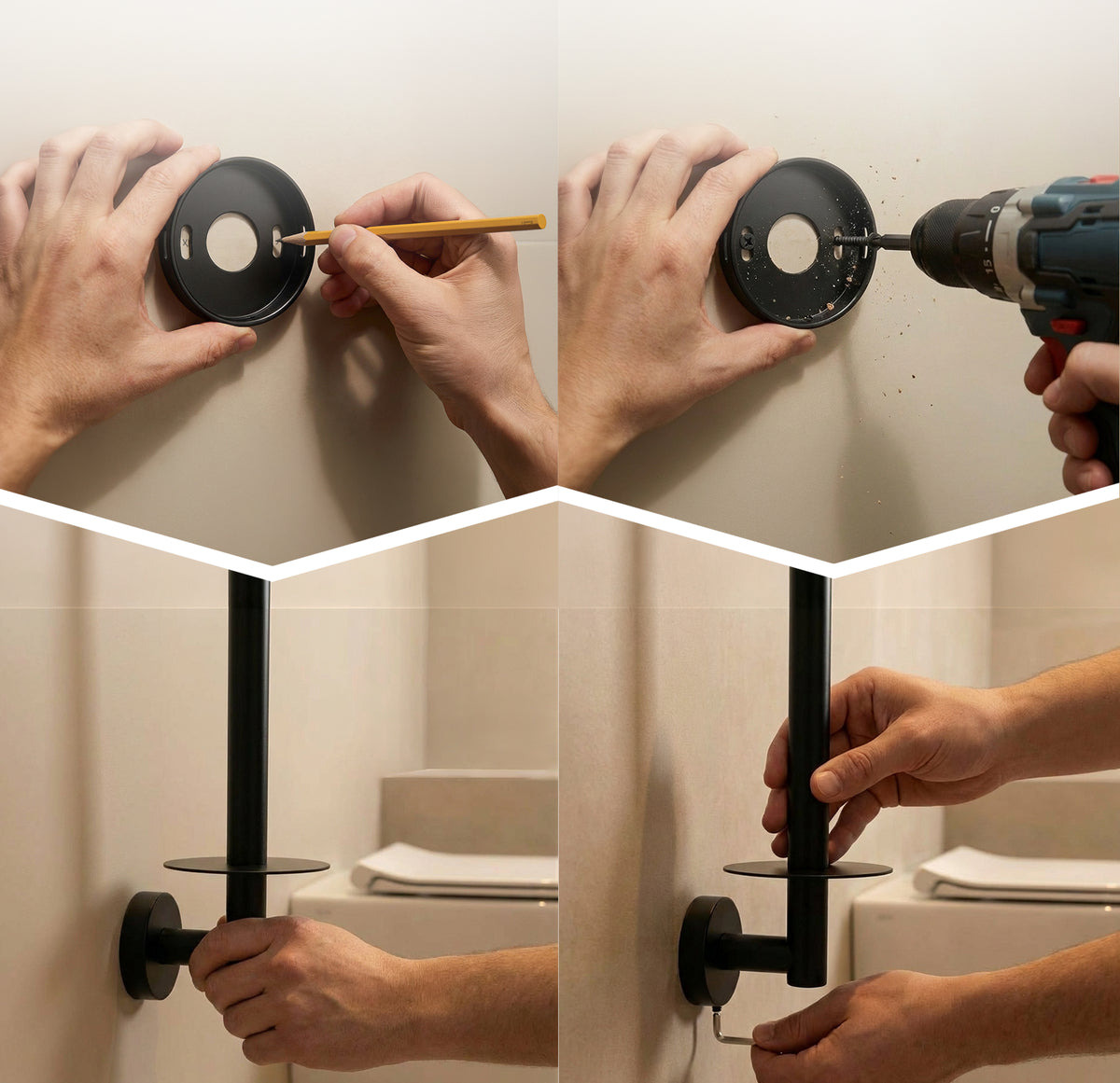 Wall Mounted Toilet Roll Holder for 3 Extra Rolls