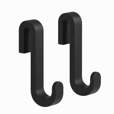 Duschtürhaken 2er-Set, Silikon, Rostfrei - Schwarz