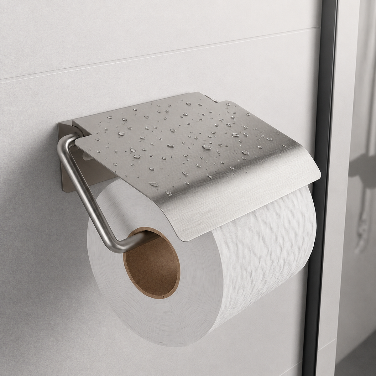 Toiletrolhouder met klep, zelfklevend of met schroeven, roestbestendig