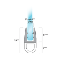 Verticale Douchedeurstrip D-Profiel 2×200 cm – Voor 6–8 mm Glas