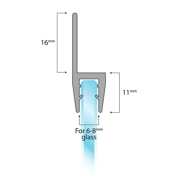 Verticale Douchedeurstrip U-Profiel 200 cm