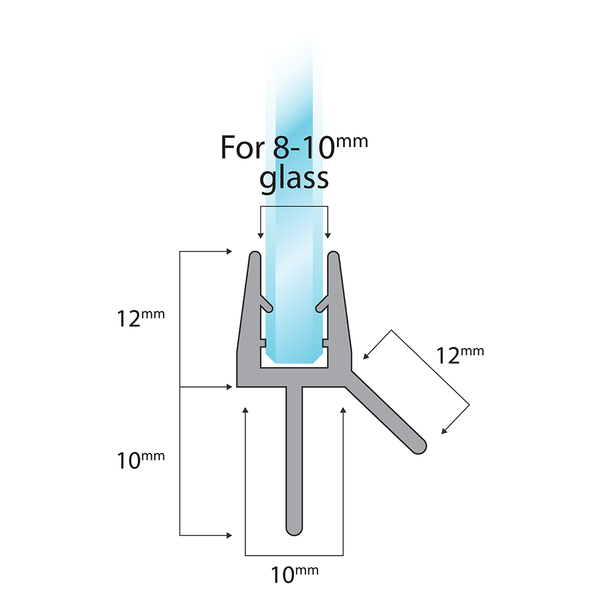 Doucheafdichting met Waterkering – 2x 1 Meter voor 8-10mm Glazen Deuren